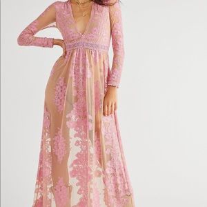 For Love and Lemons Temecula Maxi Dress Pink XS